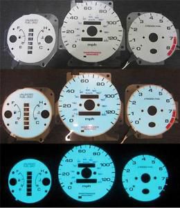 96-00 honda civic ex lx si automatic at w/ tachometer white face glow gauges kit