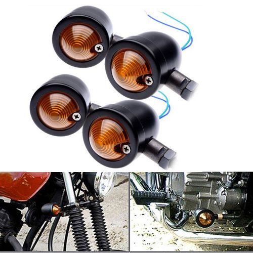 4 x black bullet metal turn signal light relocation fork motorcycle for harley