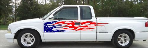 Patriotic flames decal kit / flag racing stripes / car / truck / boat graphics