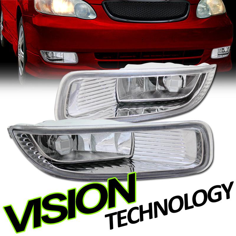 Pair 03-04 toyota corolla 4d/4dr jdm clear lens fog lights lamps+switch+h3 bulbs