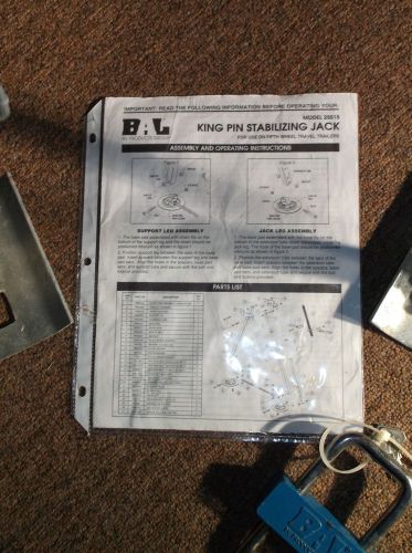 Lock with key and instructions for fifth wheel kingpin stabilizing jack #25015