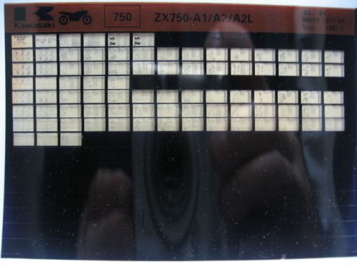 Kawasaki zx750 1983 - 1984 parts microfiche nos k408