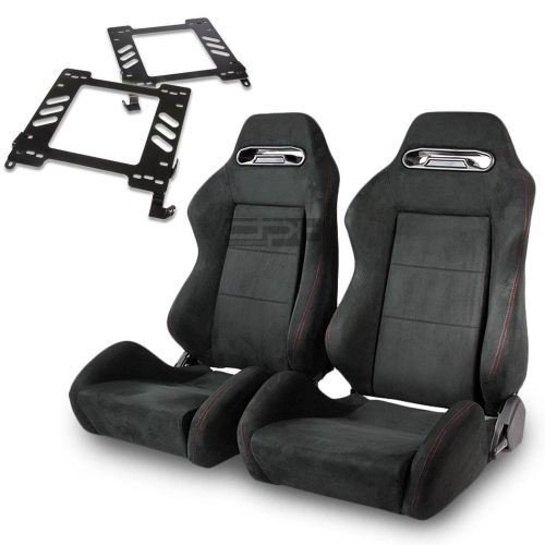 Type-r racing seat full black suede+silder/rail+for 02-07 wrx/sti bracket x2