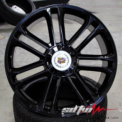 22&#034; cadillac escalade gloss black platinum style ca83 wheels esv ext rims 24 new