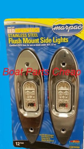 New marpac marine led flush side mount stainless steel bow light boat navigation