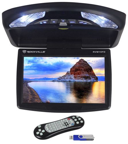 Rockville rvm10fd-bk 10&#034; tft black flip down car monitor w/ usb/sd/video games