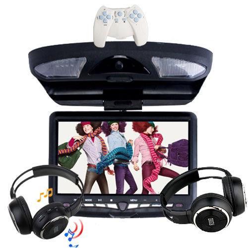 Oct sale car roof flip down cd dvd player monitor 9&#034; screen game usb sd headset