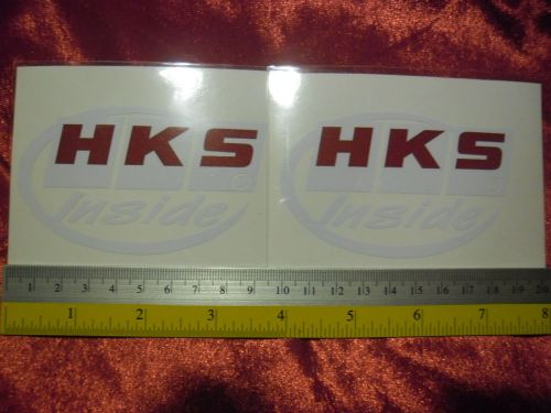 2 hks inside di-cut sticker decals, jdm aftermarket racing sponsor