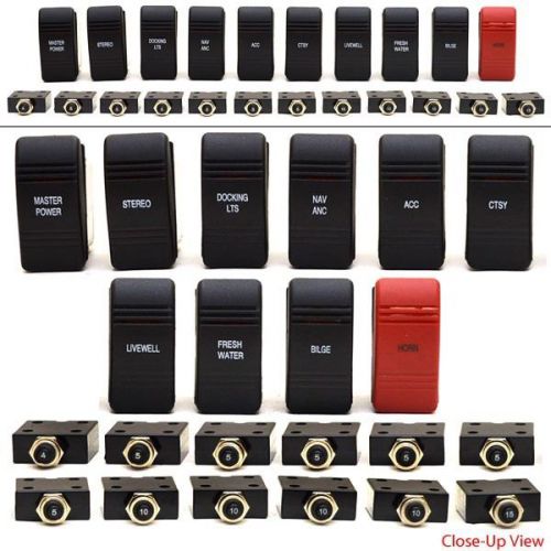 Carling 22 piece marine illuminated 12v rocker boat switch / breaker set