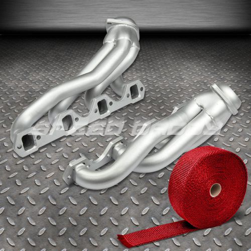 For 79-93 ford mustang 5.0 v8 ohv stainless ceramic exhaust header+red heat wrap