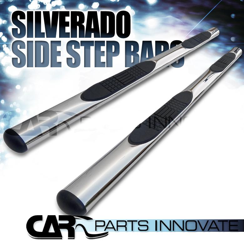 01-13 silverado sierra crew cab 4" polished stainless steel side step nerf bars