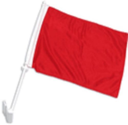 5 red decor car flags12&#034; x 15&#034; x 16-1/2&#034; window roll up banners + pole (five)