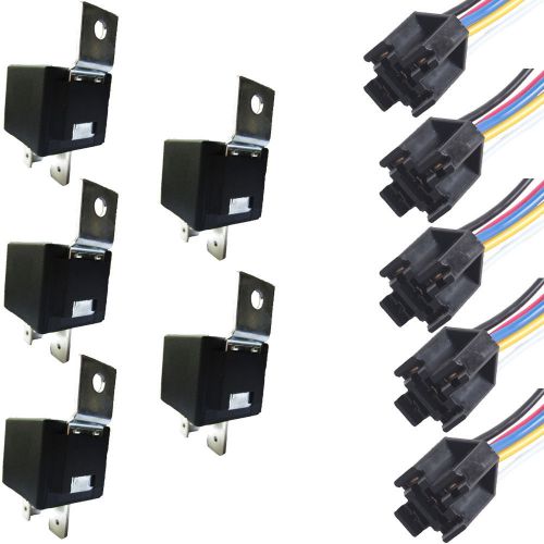 5 x car truck alarm 12v volt dc 40a amp relay &amp; socket spdt 5pin 5 wire