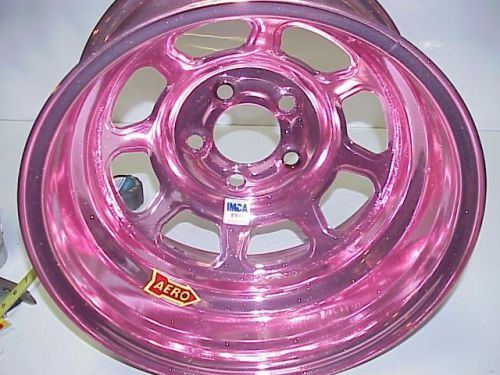 Aero pink 5 x 4-3/4&#034; wheel 15&#034;x 8&#034; imca 1&#034; offset 52-984710 hobby stock w27 l@@k