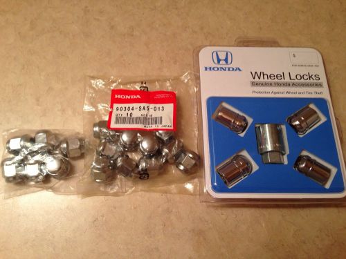 Honda lug lock set oem ball seat 16pc lug 90304-sa5-013. 4pc lock 08w42-sna-100