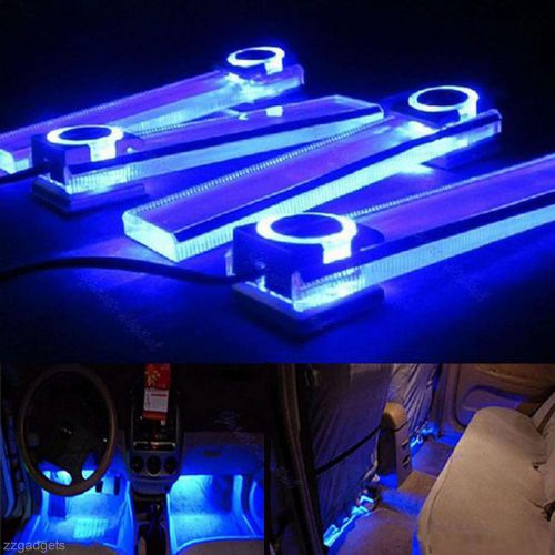 New blue car decorative lights charge led interior floor decoration lamp 12v 4