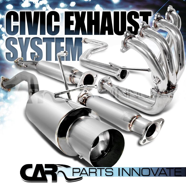 1992-2000 honda civic 2/4dr sohc full catback exhaust+header+test pipe converter