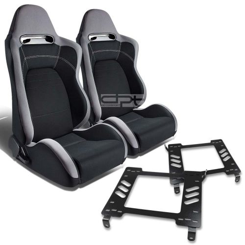 Type-r racing seat gray black cloth+silder+for 94-05 dodge neon bracket x2