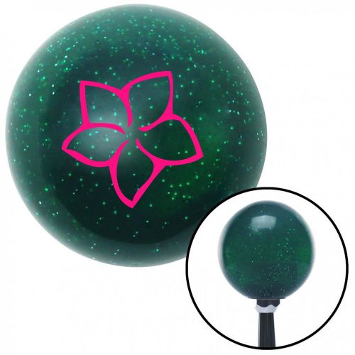 Pink hawaiian flower #10 green metal flake shift knob with 16mm x 1.5