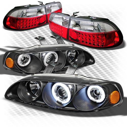 92-95 civic 3dr black ccfl pro headlights + r/c philips-led perform tail lights