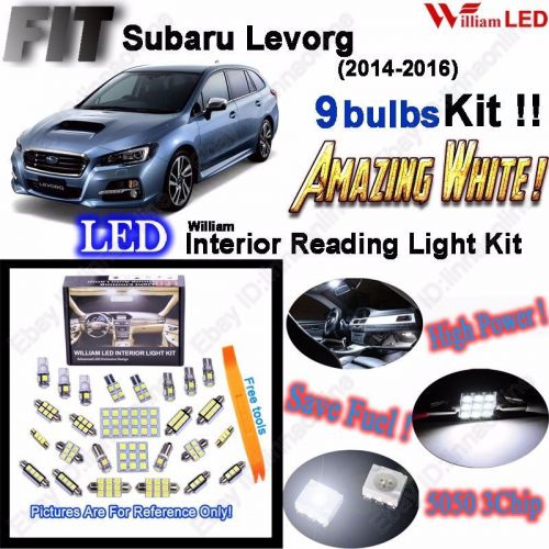 9 bulbs led interior light kit xenon white lamps for subaru levorg 2014-2016