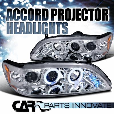 Honda 98-02 accord 2/4dr led halo projector headlights lamp chrome