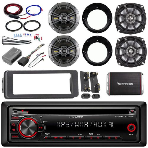 Kenwood cd aux harley flht install adapter kit, kicker speaker set, amp and kit