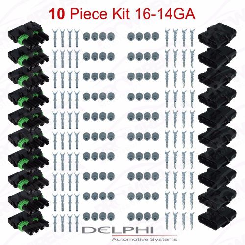 Delphi weather pack 4 pin sealed connector kit 16-14 ga !!!10 complete kits!!