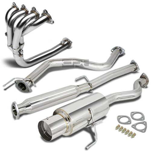 For 92-95 civic 3dr 4.5&#034; muffler tip stainless steel catback+4-1 header exhaust