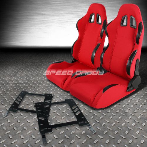 Pair type-4 reclining red pvc racing seat+bracket for 00-05 mit eclipse 3g