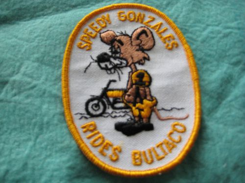 Vintage speedy gonzales rides bultaco motorcycle racing patch 3 1/8&#034;x4 3/8&#034;