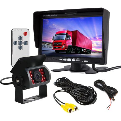 7&#034; monitor+rear view reversing ccd camera nightvision 10m video cable for truck