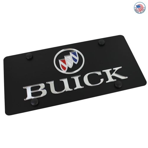 Buick logo + name on carbon black stainless steel license plate