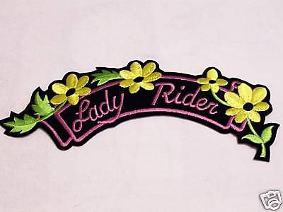 #0925 l motorcycle vest patch lady rider yellow flowers