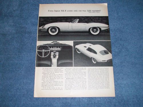 1964 jaguar xk-e roadster vintage ad ...comes only one way-fully equipped&#034;