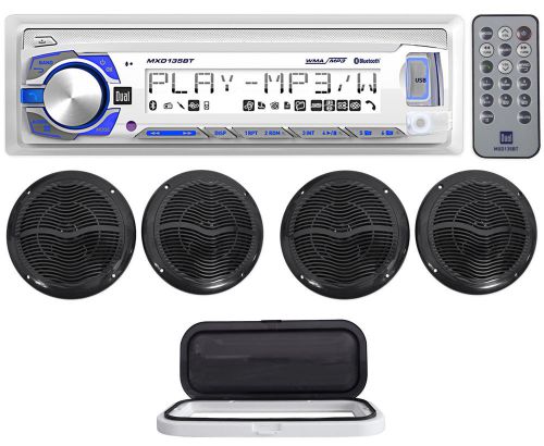 Dual mxd135bt marine/boat digital media receiver+housing+(4) 6.5&#034; boat speakers