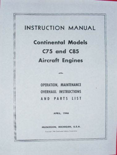 Continental c75 c85 oper, maint, overhaul &amp; parts list parts catalog on cd/dvd**