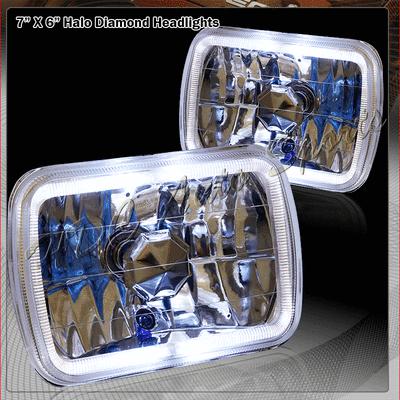 Universal 7"x6" h6054 chrome housing sealed beam replacement halo headlight lamp