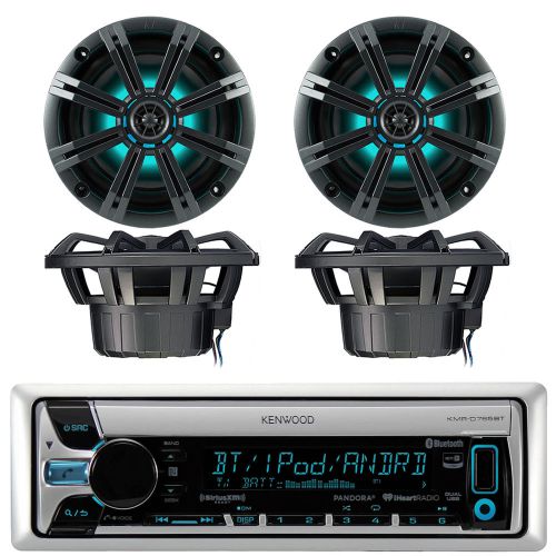 Kenwood stereo bluetooth cd player, 2 pair kicker 6.5&#034; led marine boat speaker