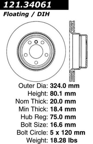 Centric parts 121.34061 c-tek standard brake rotor