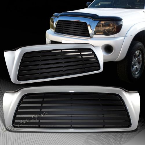 For 2005-2011 toyota tacoma black / chrome horizontal front hood grille grill