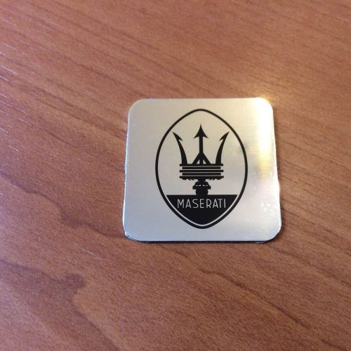 Maserati glossy aluminum sticker size 1&#034;x1&#034;(25.4x25.4 mm) thickness 0.02&#034;