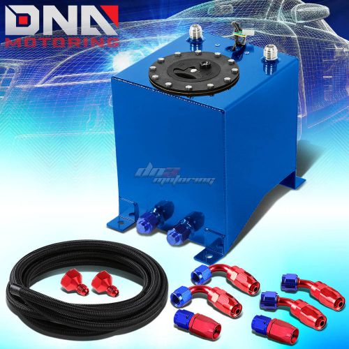 2.5 gallon blue aluminum fuel cell gas tank+cap+level sender+nylon oil feed kit