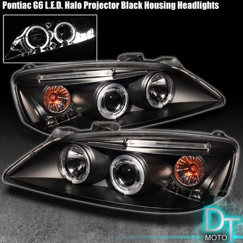 Black 05-09 pontiac g6 dual halo projector led headlights lamp lights left+right