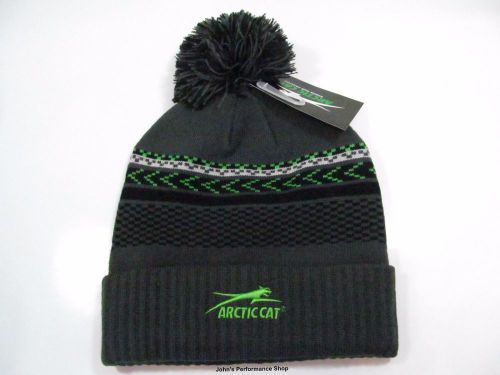 2017 arctic cat women&#039;s gray aircat w/ pom beanie hat 5273-076