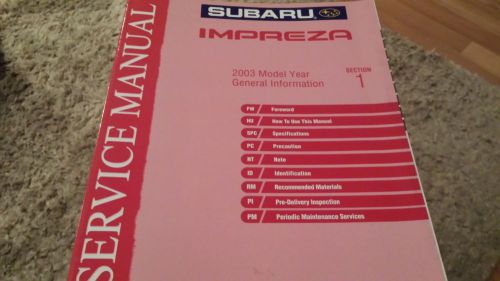 2003 subaru impreza general information section 1 service repair shop manual oem