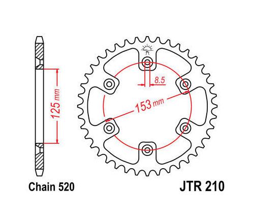 Jt steel rear sprocket 520 49t fits honda cr500r 1992-2001