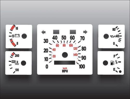 1984-1991 jeep grand wagoneer instrument cluster white face gauges 84-91