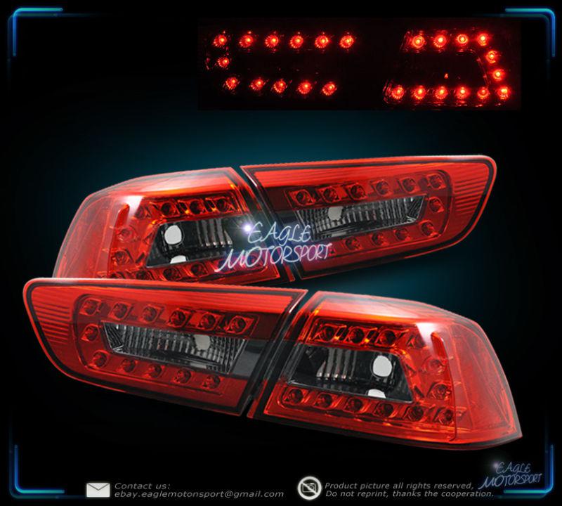 2008-2010 mitsubishi lancer led red smoke tail lights left right rear lamps