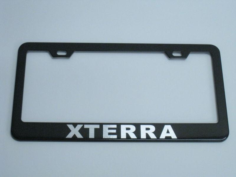 Nissan *xterra* black coated metal license plate frame w/s.caps